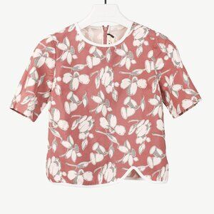 Marni Mauve Cotton & Silk Floral-Print Asymmetrical Top